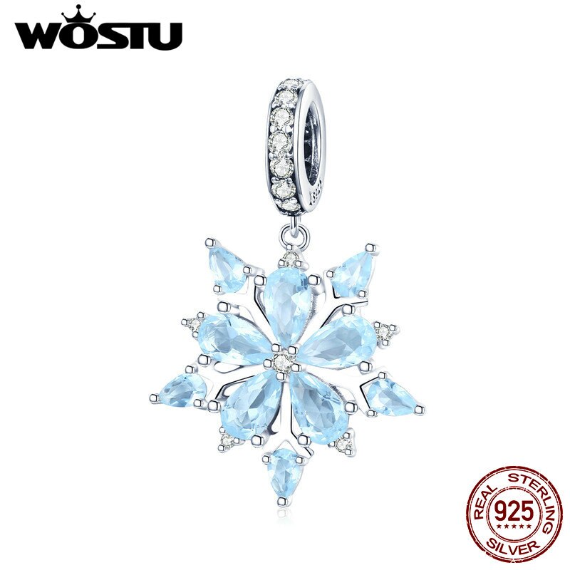 Wostu atacado real 925 prata esterlina floco de neve encantos contas caber original wost pulseira pingente autêntico jóias diy zbbs240: BKC940