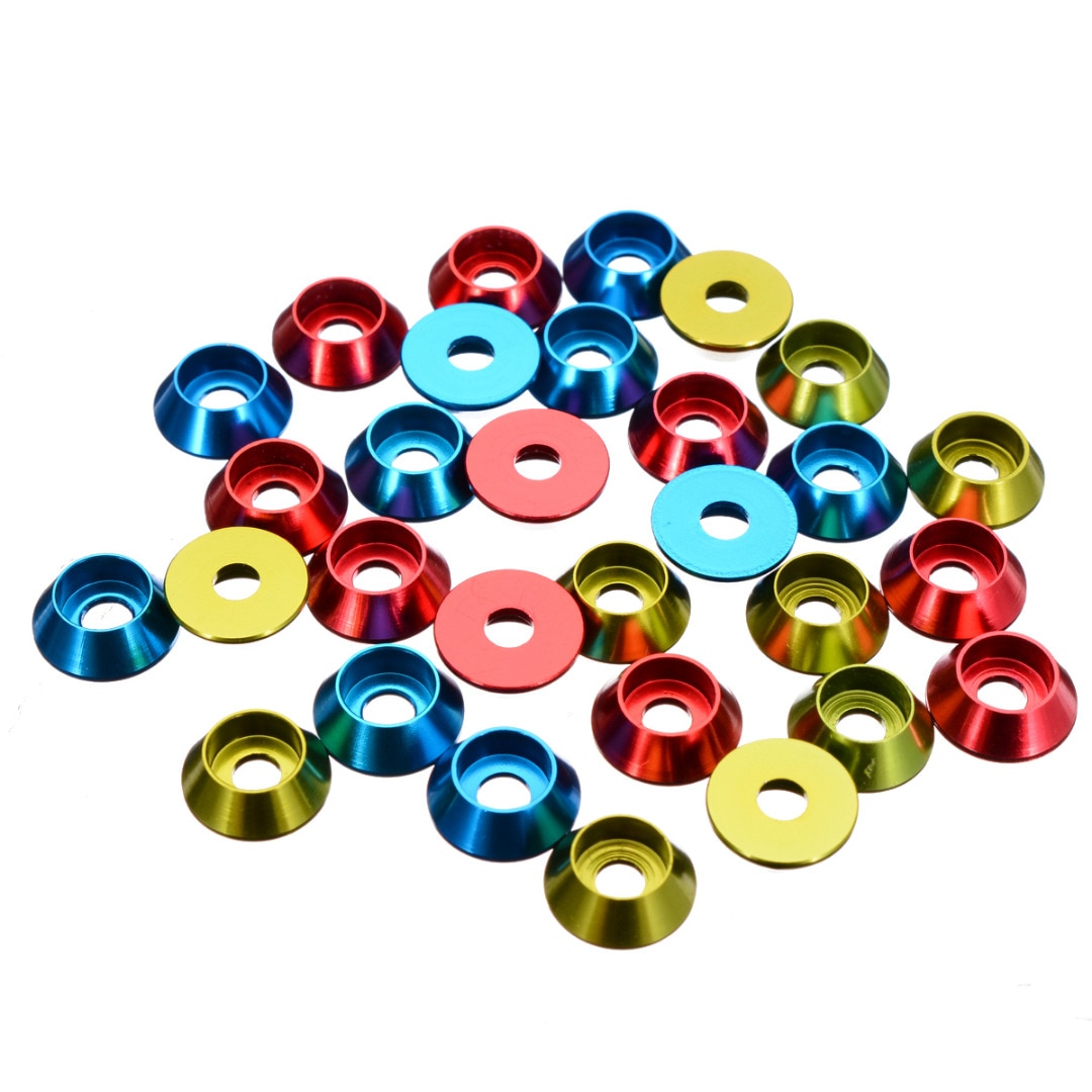 10Pcs/set M3 3mm Alloy Aluminium Countersunk Washer Head Bolt Gasket For RC Car Model Red Blue Green