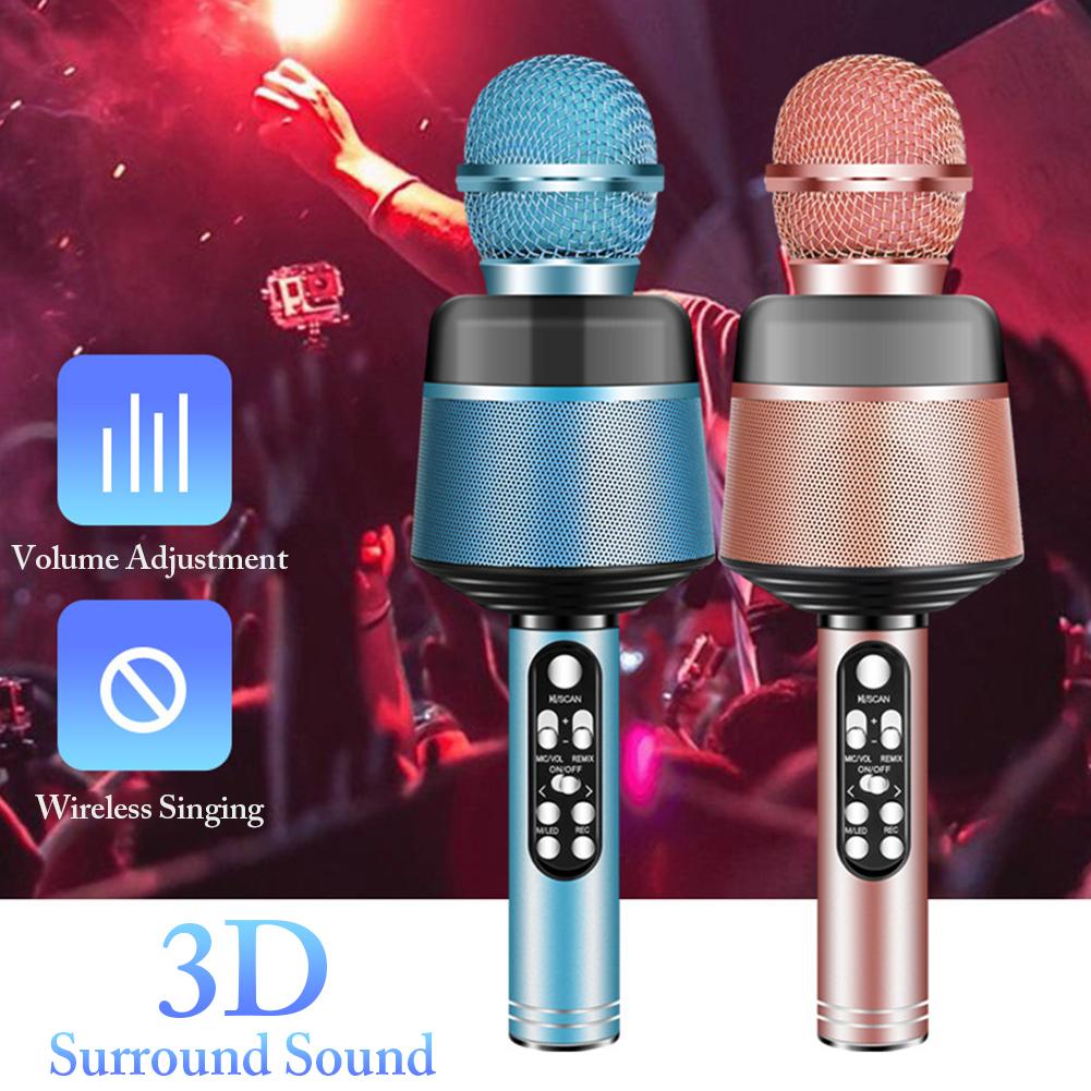 Bluetooth Microfoon Draadloze Microfoon Met Knipperende Lichten Draagbare Houvast Mic Speaker Voor Mobiele Telefoon Zingen Muziek Apps