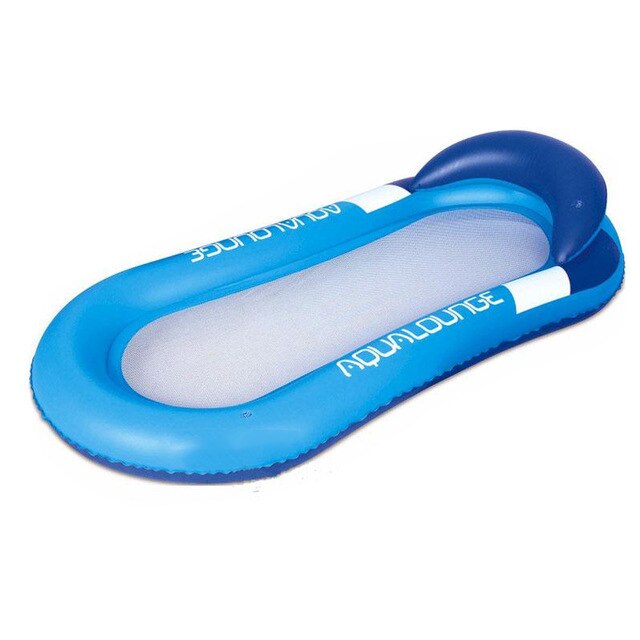 160cm kæmpe vand hængekøje oppustelig pool flyder voksne kvinder mænd mesh svømmering strand liggestol vandlegetøj flydende luftmadras: Blå