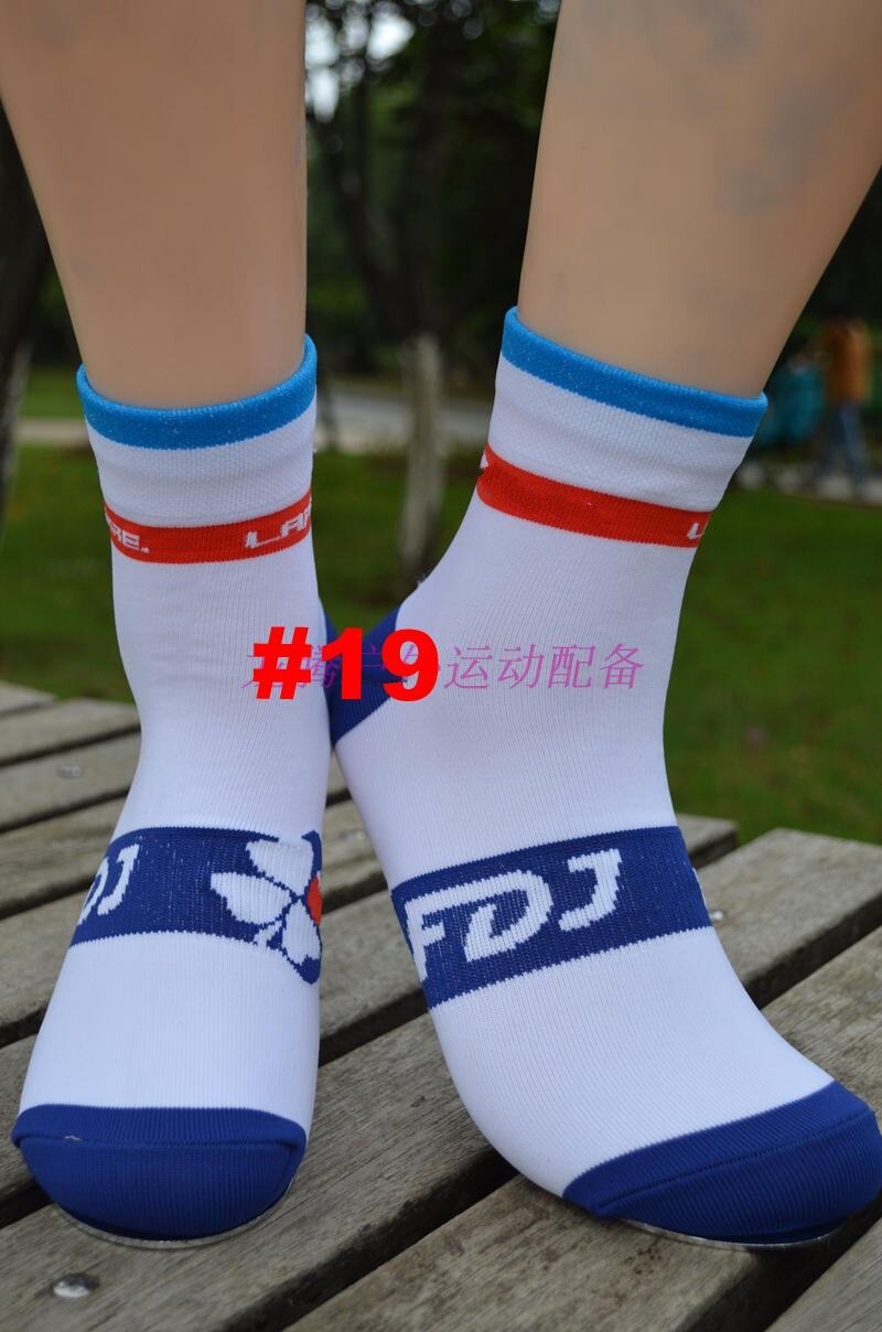 3 pairs/lot pro team spain M cycling socks breathable high knee Protect Feet Breathable Wicking sprots Sock Outdoor Road Bike: fdj