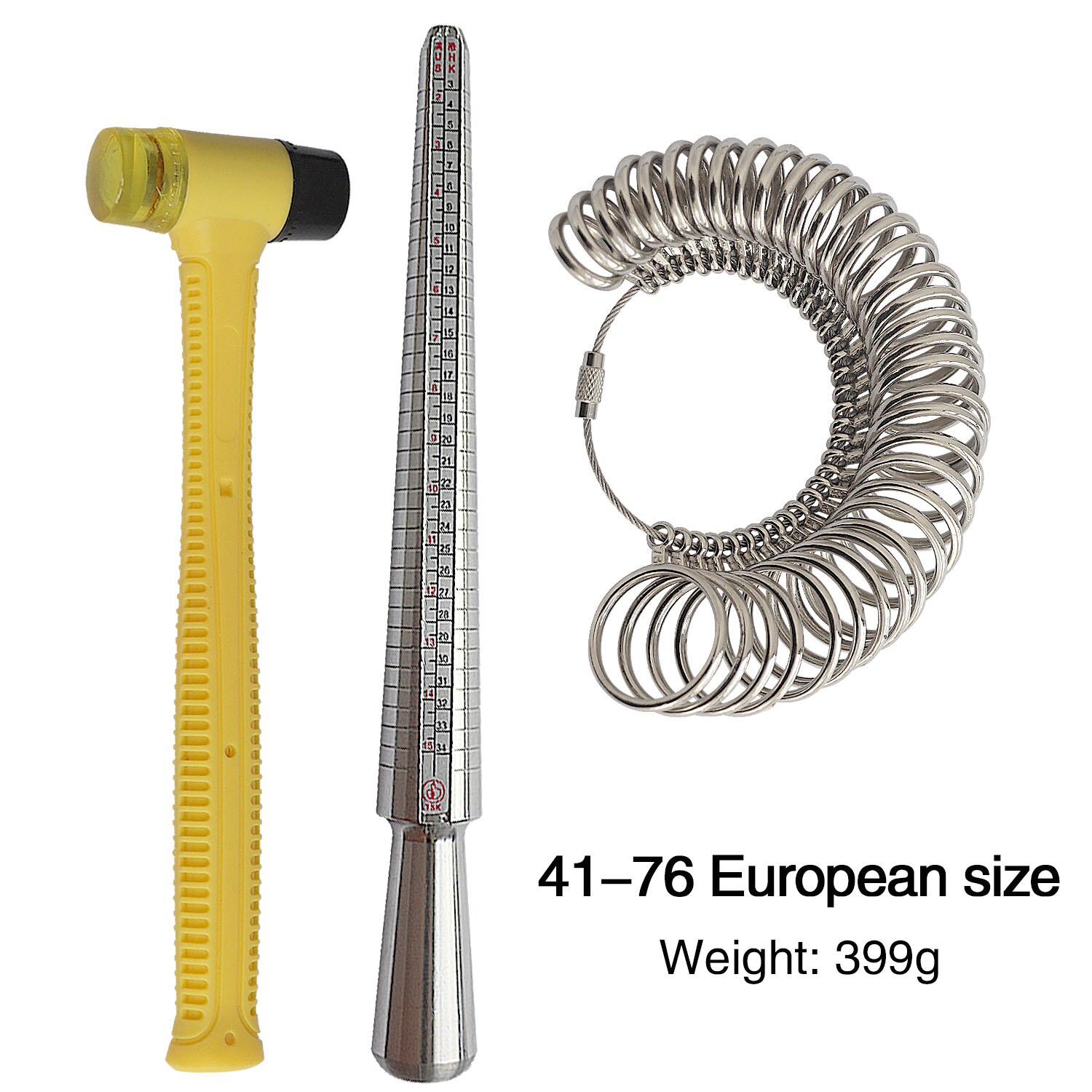 Ring Sizer Measurement Tool Set US, UK,Hong Kong, Japan and Europe Measuring Finger Circumference Measure Finger Size DIY Hammer: 41-76 EUR Size