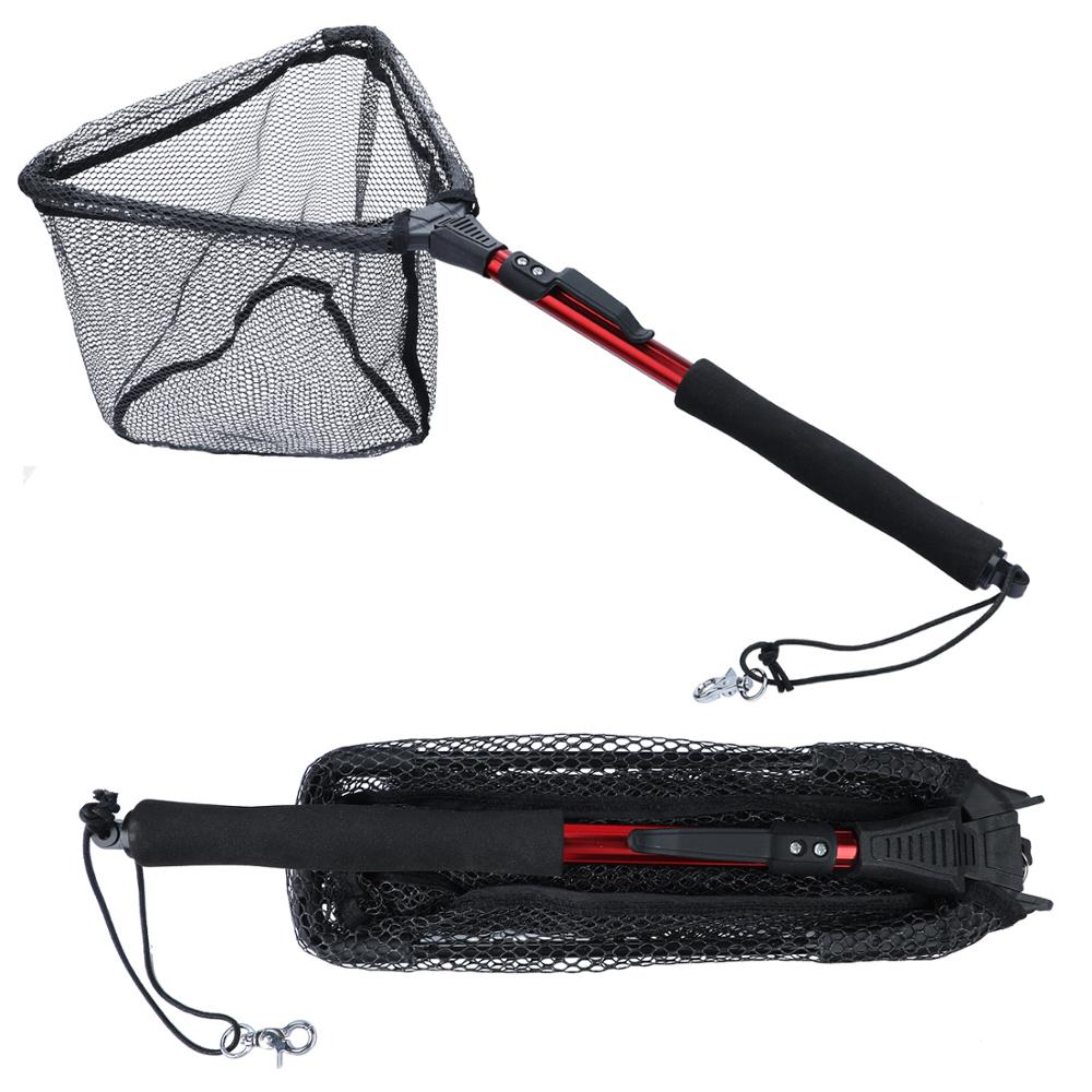 Sougayilang Fishing Net 70/95/120cm Retractable Aluminum Alloy Fishing Net Telescoping Foldable Landing Net for Fly Fishing: Red 70cm