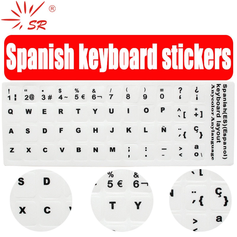 Sr standard spansk språk 7 typer tastatur klistremerker layout knapp bokstaver alfabet for pc bærbar tilbehør datamaskin
