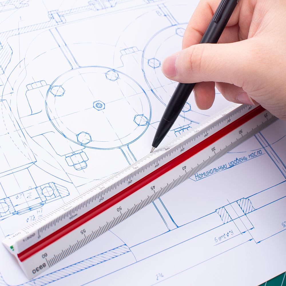 Deli trekantet målestok lineal udformning trekant skala arkitekt ingeniør teknisk lineal papirvarer