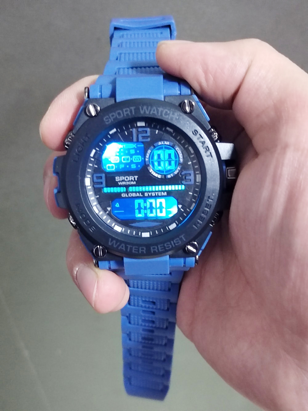 Reloj despertador Digital deportivo para hombre, Esfera Grande luminosa, resistente al agua, cronógrafo electrónico multifuncional, reloj multifuncional