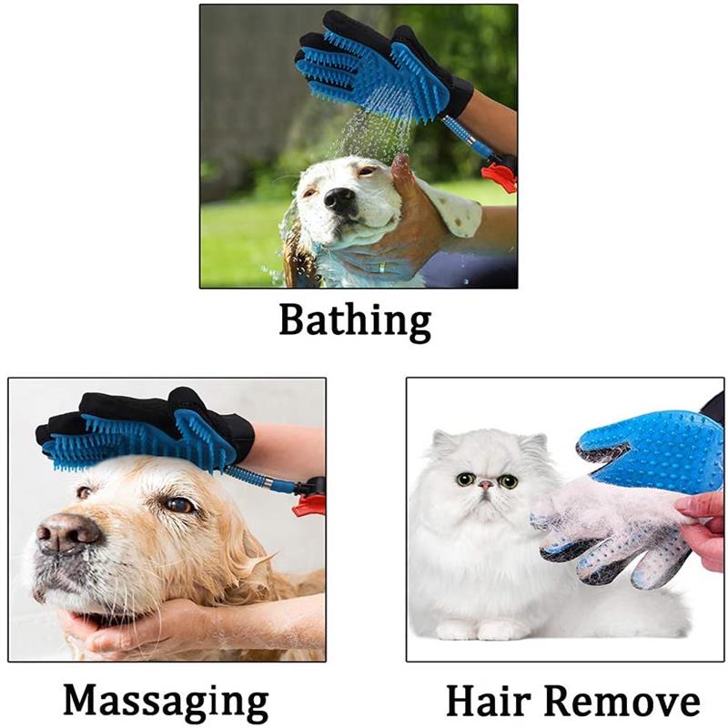 Håndholdt kæledyr badeværktøj hund kæledyr brusehoved hund sprøjte badekar handske 360 graders vask hår lang slange ren børste