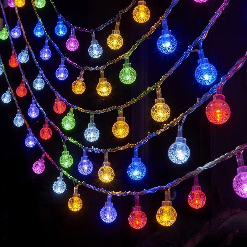 Guirnalda de luces con bolas de cristal de burbujas, guirnaldas de luces LED alimentadas por USB/batería para bodas, Navidad, fiestas y decoración del hogar