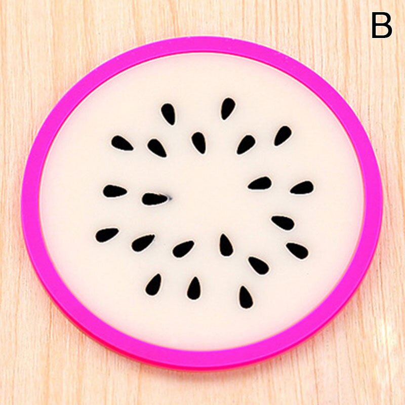 Cute Coaster Fruit Shape Silicone Cup Pad Slip Insulation Pad Mat Cup Drink Holder Placemat Mug Stand Home Kitchen Accessories: B