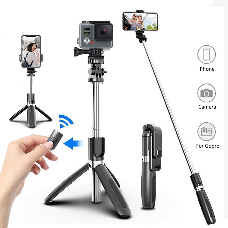 L02 Selfie Stok 4 In 1 Draadloze Bluetooth Statief Opvouwbare & Monopods Universal Voor Smartphones Voor Gopro En Sport Actie camera