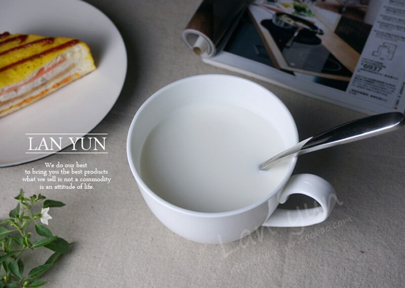 480 ML, tasse blanche simple de matin de porcelaine d'os, tasse de céréale de petit déjeuner de porcelaine, tasses en céramique tasses de café, grande tasse de thé de lait, gobelet