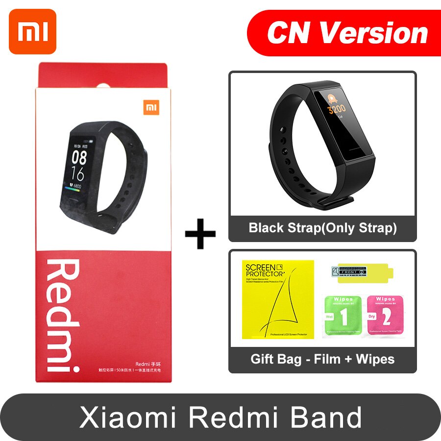 Xiaomi Redmi Band Smart Heart Rate Sport Monitor Bluetooth 5.0 Waterproof Bracelet Touch Large Color Screen Wristband: CN Black N Film