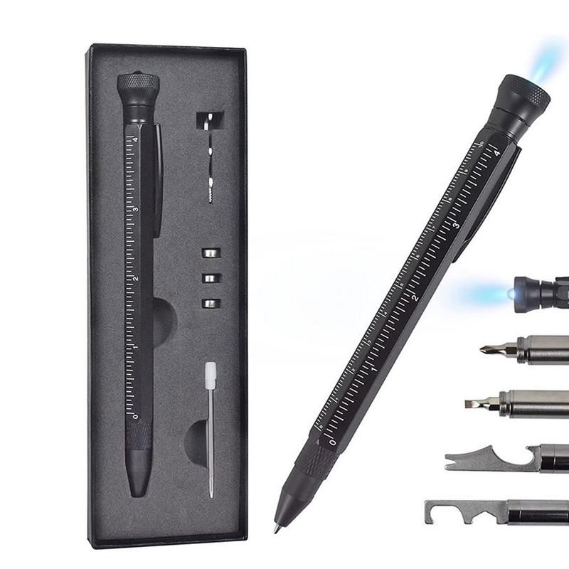 12 in 1 Multifunction Ballpoint Pen with Measure Ruler Emergency Flashlight Screwdriver Bottle Opener Function Unique