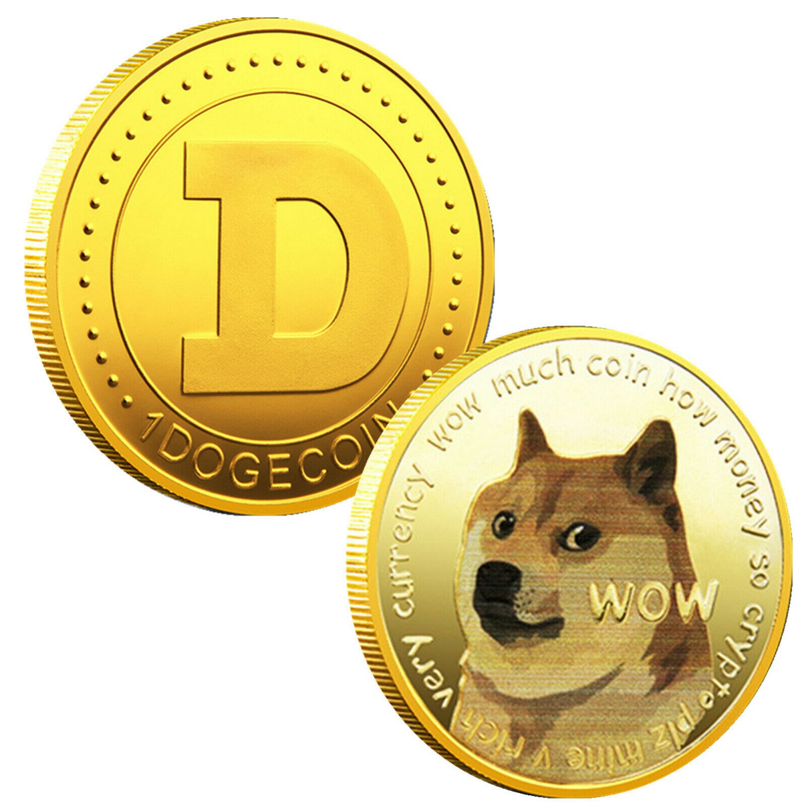 Gold Silver Plated Dogecoin Commemorative Coin - Dog Pattern Souvenir Collection