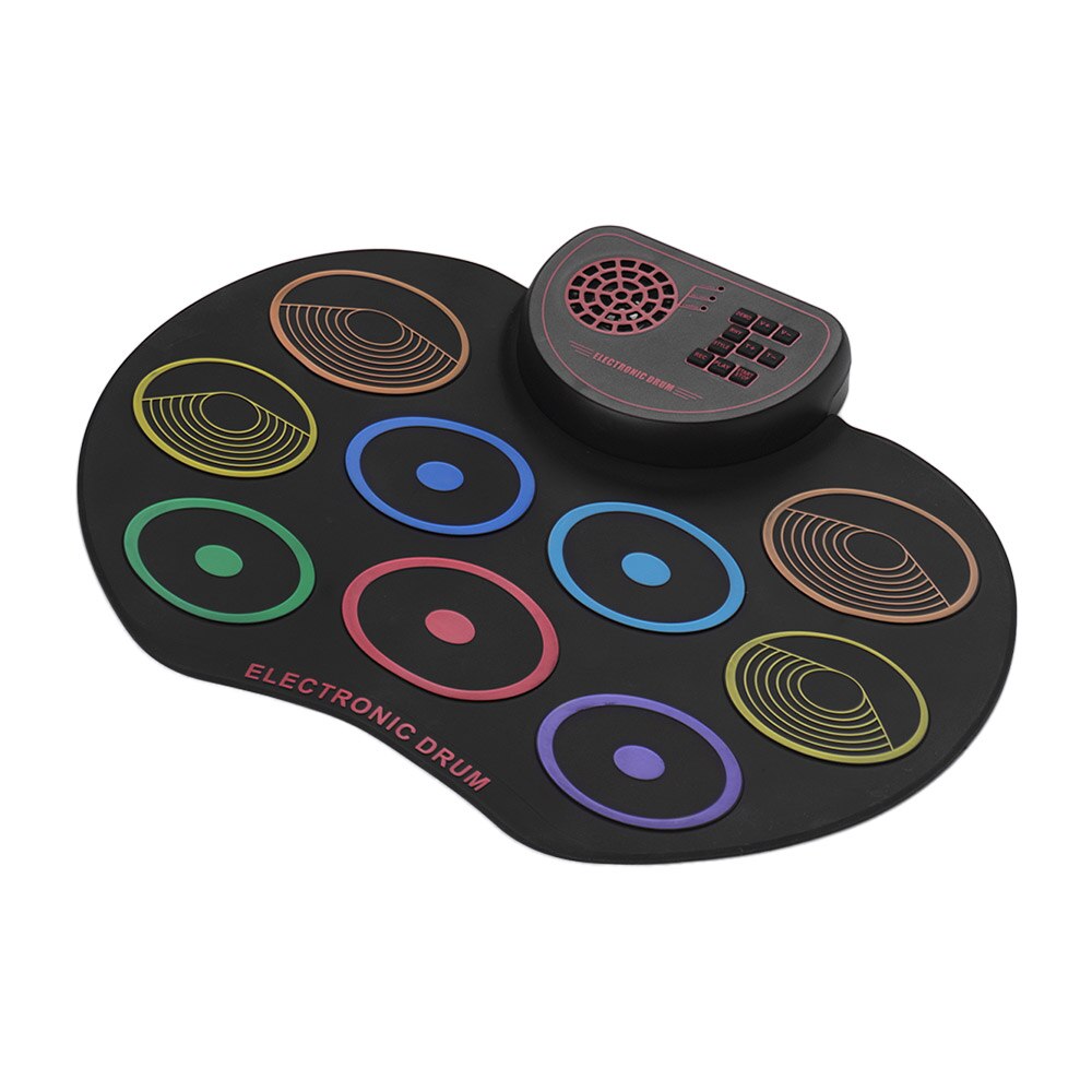 Portable Electronic Drum Set USB Roll Up Drum Pad Kit 9 Drumpads with Sticks and Foot Pedals Digital Percussion Instruments