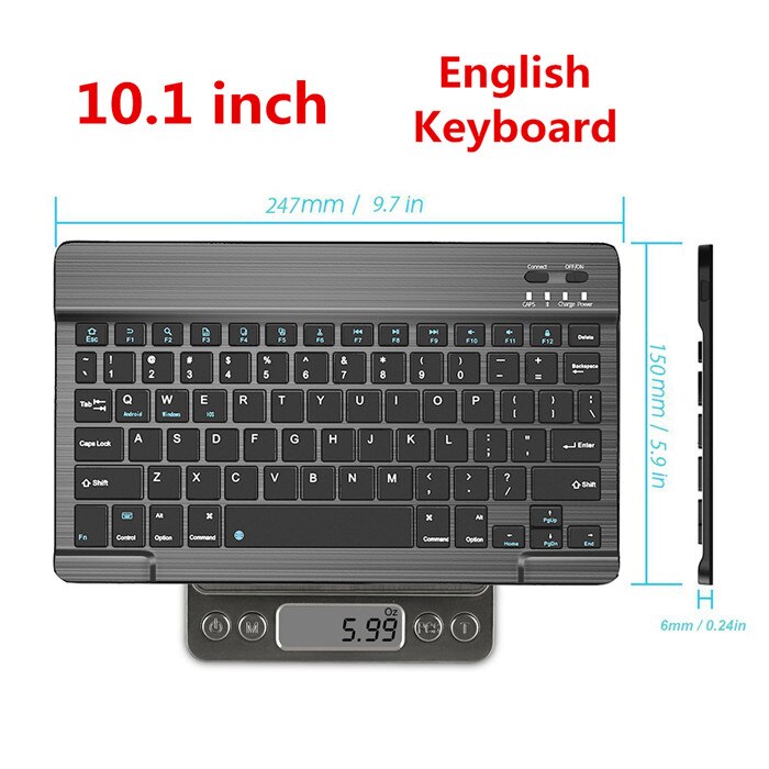 Ultra Thin 7 Colors LED Backlit Backlight Wireless Russian/Spanish/Arabic Bluetooth Keyboard For iPad Air 10.5 pro 9.7 keyboard: Eng-030-black