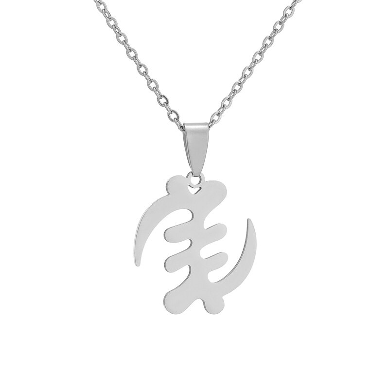Stainless Steel African Symbol Pendant Necklaces for Women Men Africa Adinkra Gye Nyame Ethnic Jewelry Ghanaian: 50cm / cobalt violet