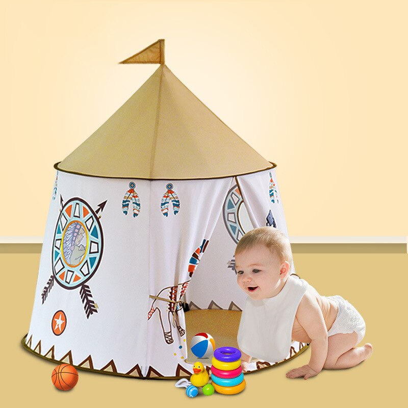 Kid Tent House Portable Princess Castle 123*116cm Hang Flag Children Teepee Tent Play Tent Baby Birthday Christmas