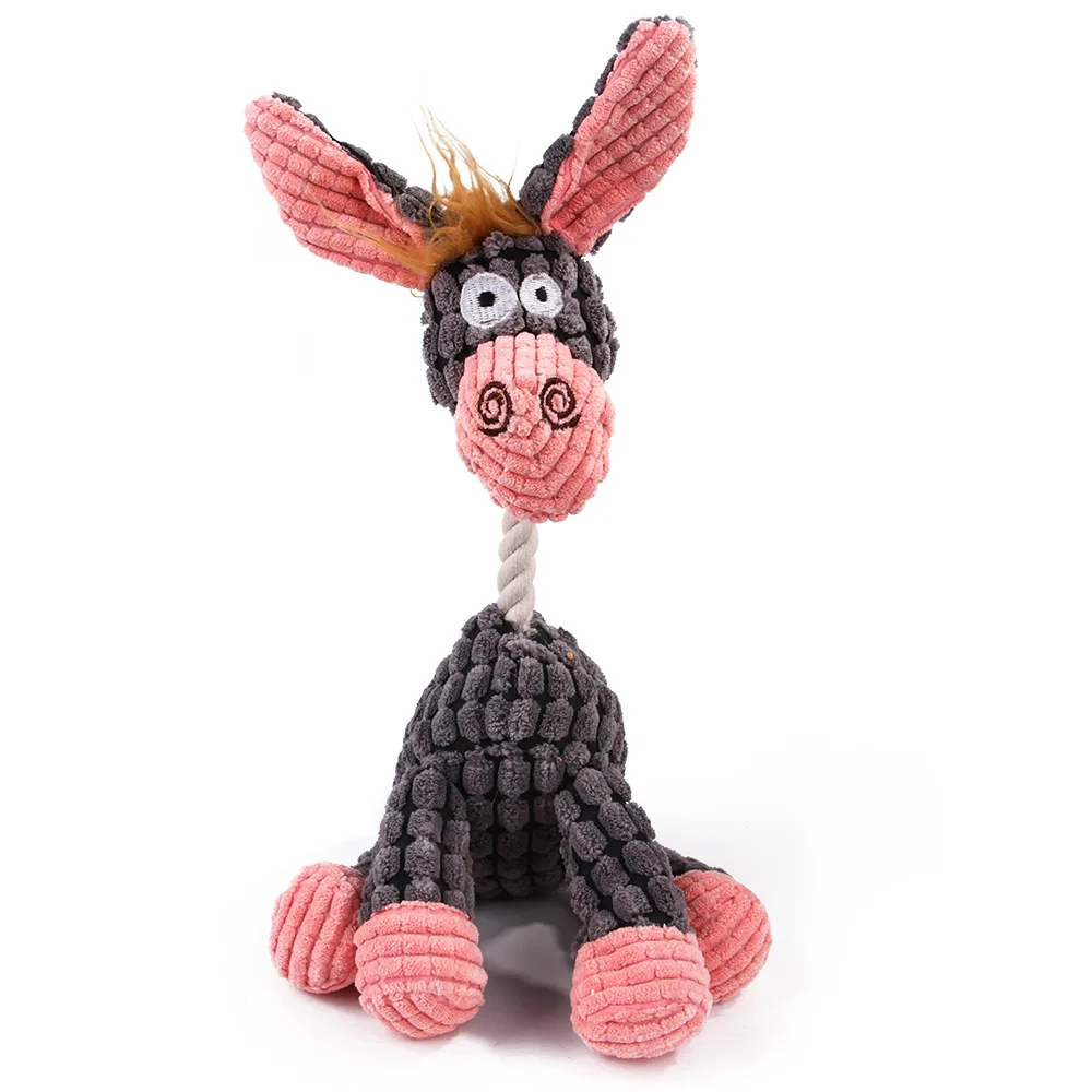 Brinquedo de pelúcia para cachorro, burro de pelúcia, brinquedo para cães de estimação, resistente à mordida, brinquedo com casca bb, brinquedos estridentes para cães, produtos para animais de estimação, acessórios para cães: Rosa