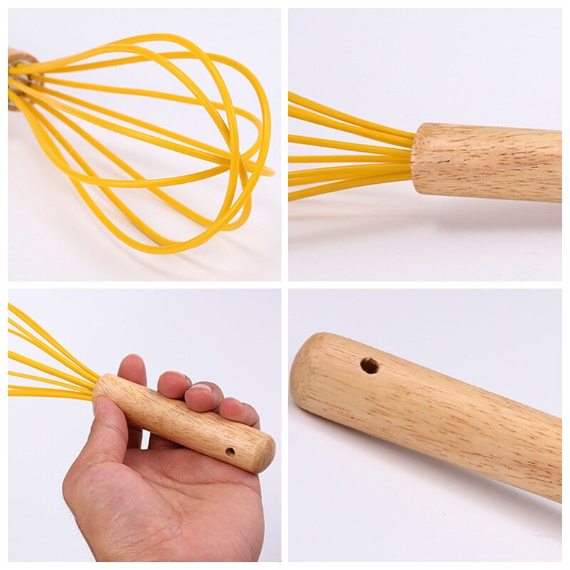 Batteur à œufs manuel, mélangeur à fil pour crème au lait, fouet à œufs avec manche en bois, ustensiles de cuisine, 1 pièces