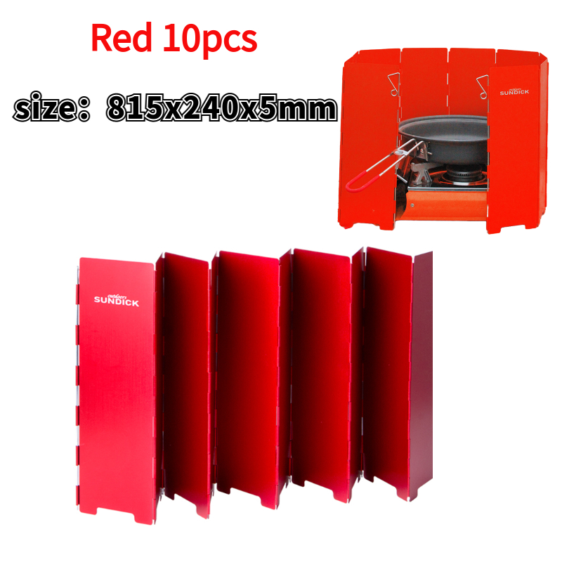 Draagbare Oven Wind Deflector Aluminium Opvouwbare Camping Gasfornuis Voorruit Platen Met Pin Opbergtas: 10pcs red