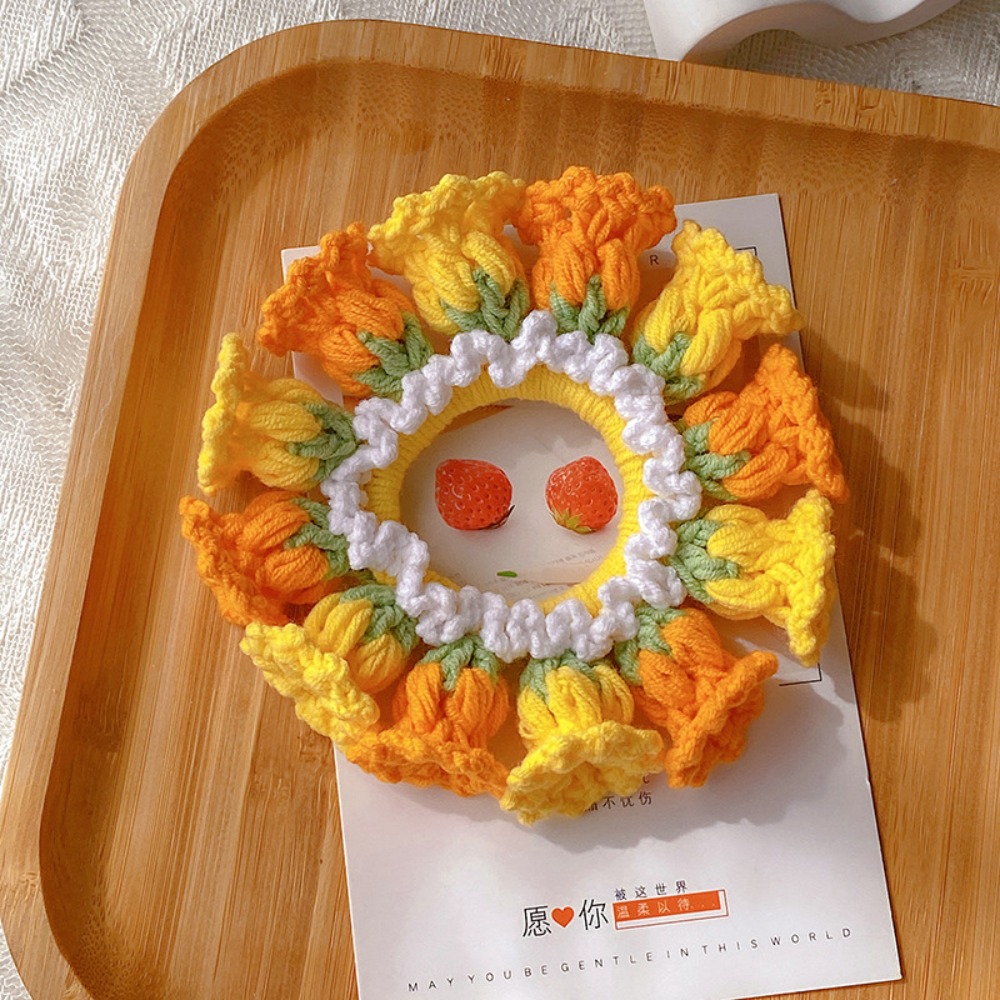 Ręcznie Robione Szydełkowe Kwiaty Dziane Gumki robić Włosów Nakrycia Głowy dla Kobiet Wiosna Lato Flores Convallariae Opaska robić Kucyka Akcesoria robić Włosów