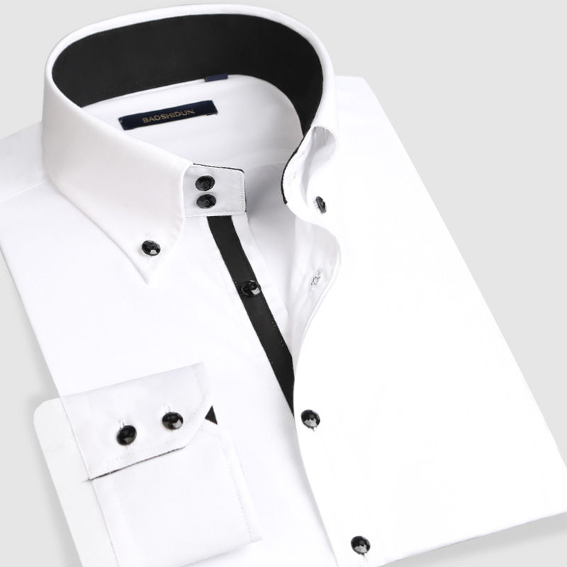 Camisa de vestir con cuello abotonado para hombre, camisa Formal de negocios de manga larga, informal, coreana, ajustada, de , Blanca: 38 / Azul cielo