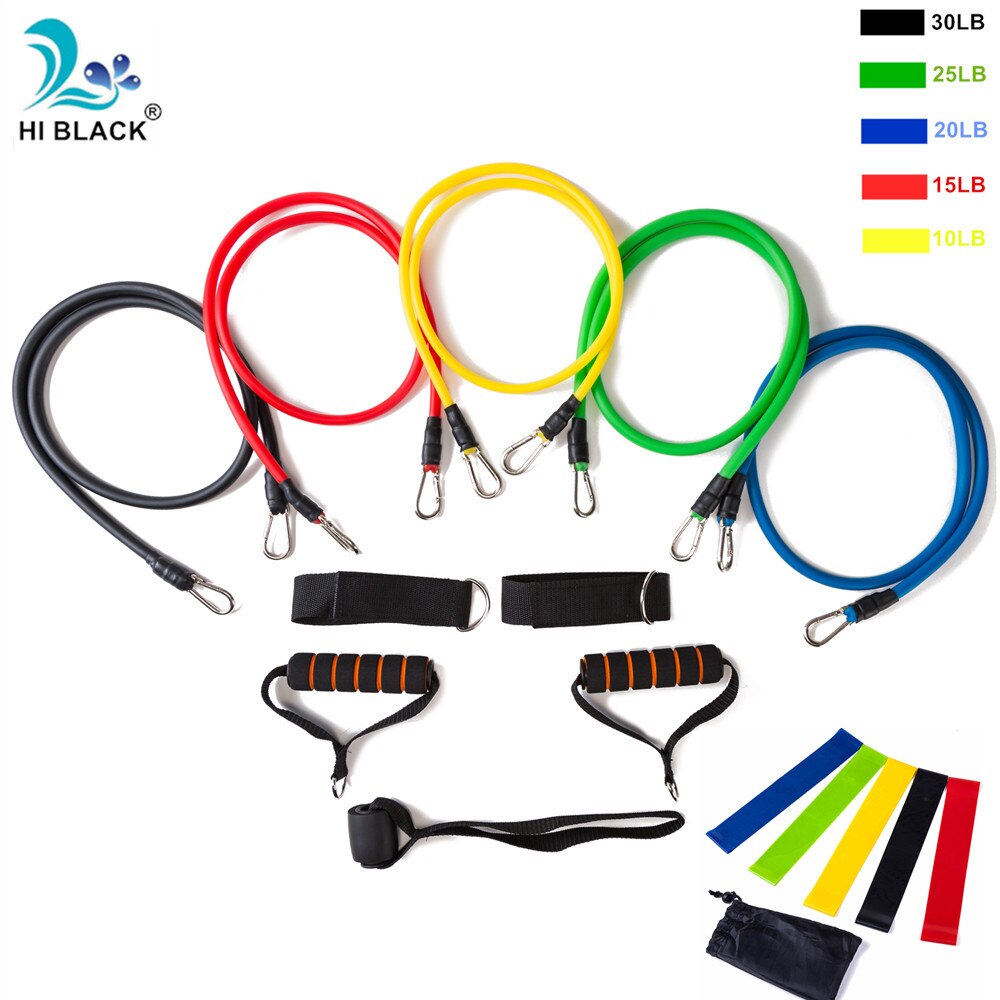 17Pcs Latex Resistance Bands Set Yoga Oefening Fitness Band Rubber Loop Buis Bands Gym Deur Anker Enkelbandjes met Zak