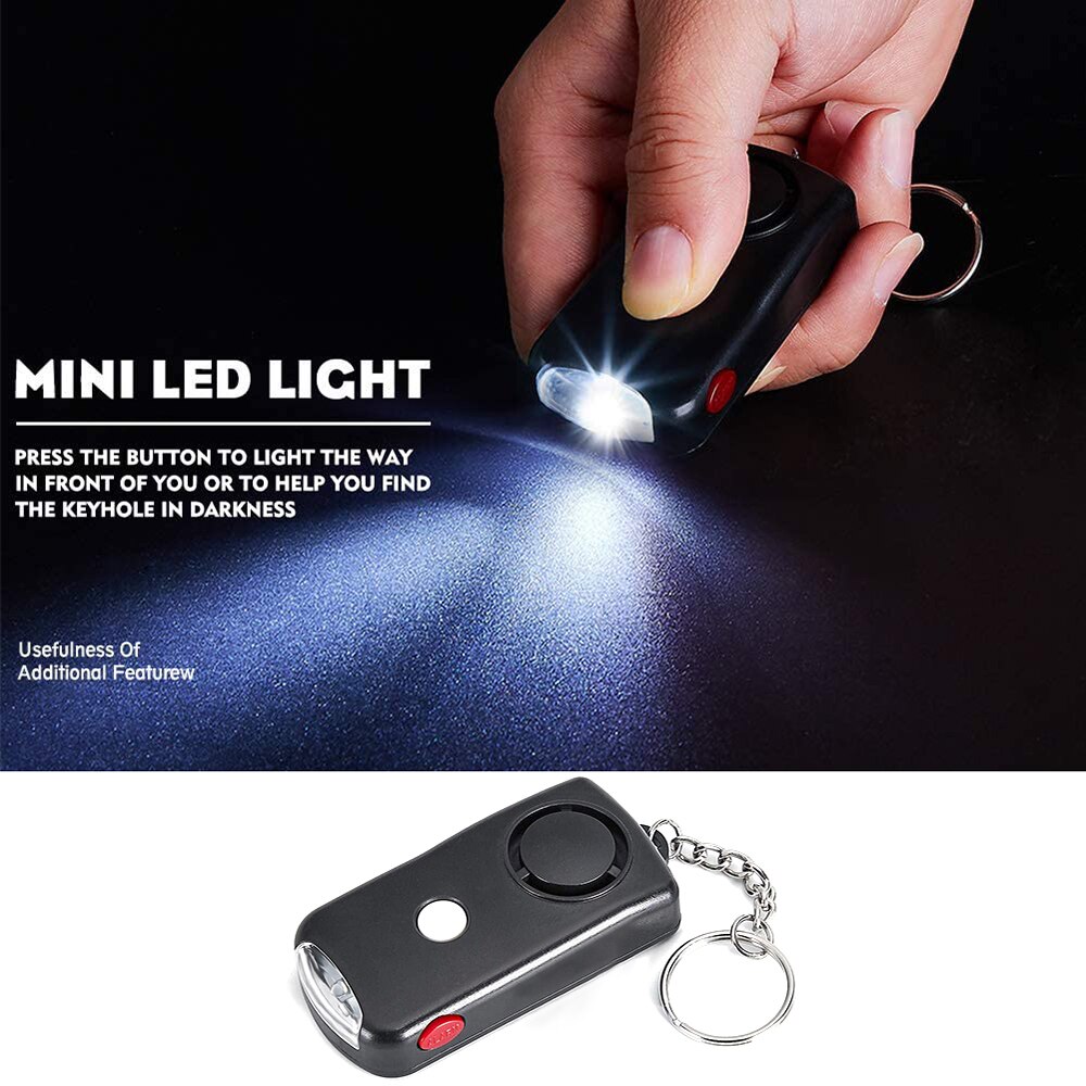 LLavero de alarma de seguridad de emergencia con alarma Personal con luz LED conveniente de llevar