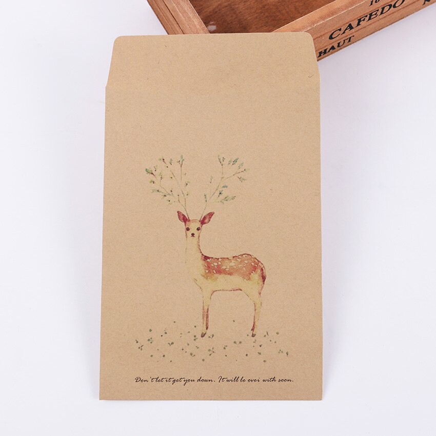 10 PCS DIY Deer Envelope Cute Retro Kraft Paper Envelopes Card Office Stationery Supplier 4 Style Available: 2