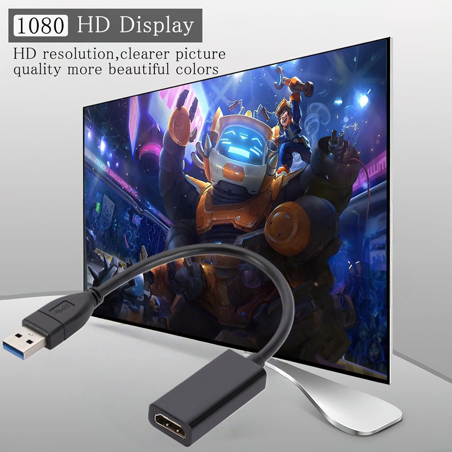 Usb till hdmi-kompatibel omvandlarkabel 1080p usb 3.0 to hdmi-kompatibel adapter extern usb-adapterkabel för stationär bärbar dator