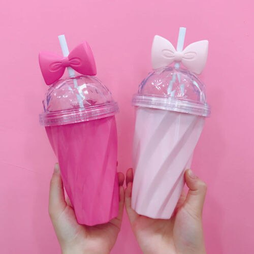 Taza de paja con lazo, vaso de plástico con tapa con paja, agua, fruta, zumo, portátil, ml, , 400