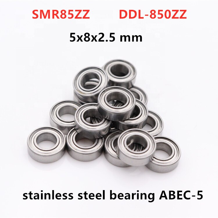 50pcs ABEC-5 SMR85ZZ 5x8x2.5 mm DDL-850zz stainless steel miniature ball bearing SMR85 -2Z 5*8*2.5mm model bearings