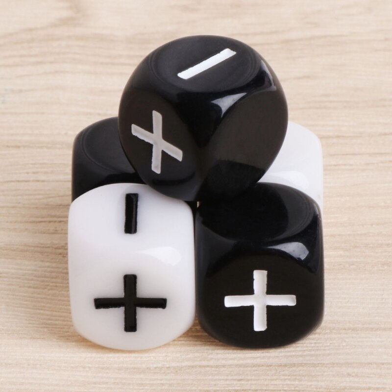 Black and White Multicolor Acrylic Cube Dice Beads Six Sides Portable Table Games Toy Plus and Minus