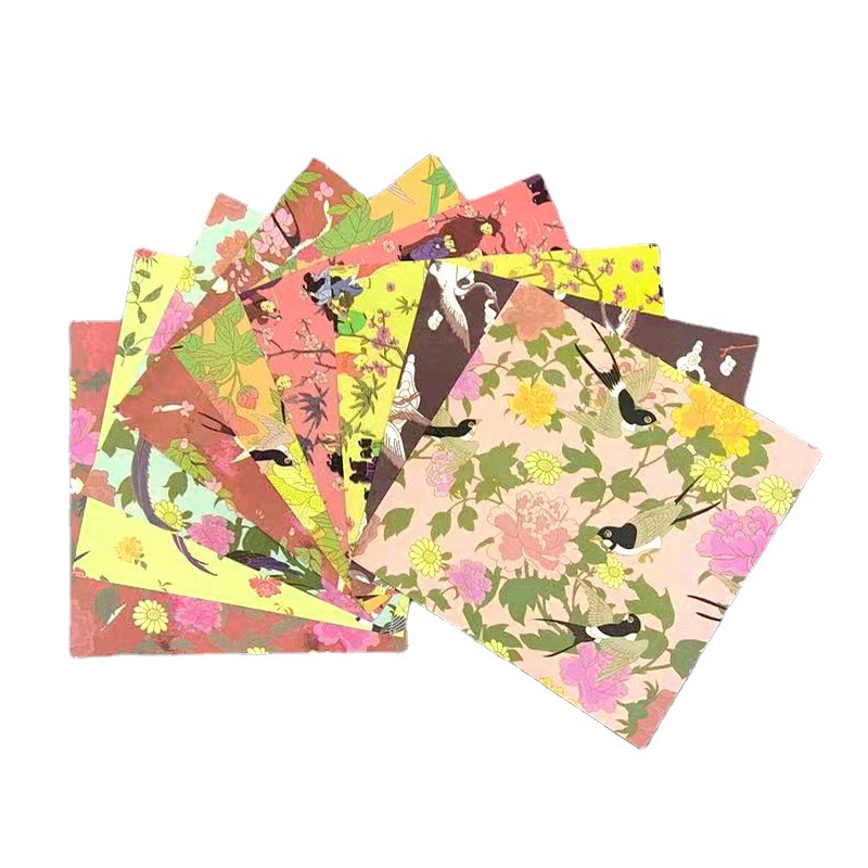 15cm 48pcsHandmade paper origami antique printing production love paper cranes special materials square patterns folding flowers: Light Grey