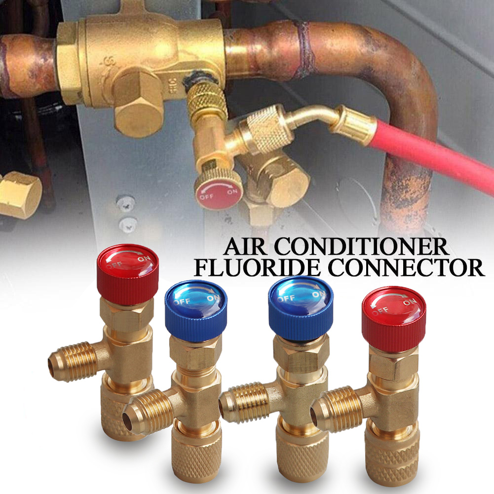 4/2/1 Uds R410A R22 1/4 "válvula de seguridad de carga de refrigeración aire acondicionado refrigerante adaptador de líquido de seguridad piezas de herramientas de mano