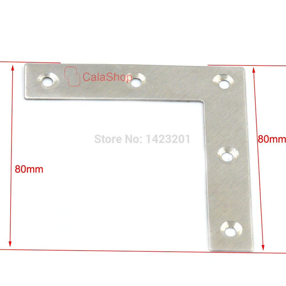 10 Pca / Lot 40mm 50mm 60mm 80mm Flat L Shape Angle Plate Corner Brace Joint Fasteners Repair Bracket Stainless Steel