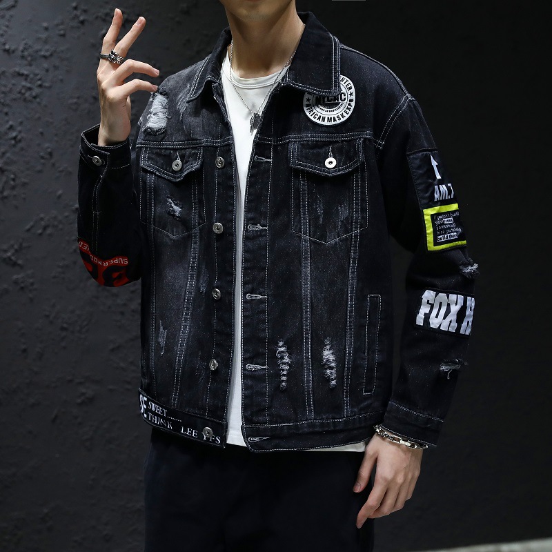 Black denim fashion jacket streetwear