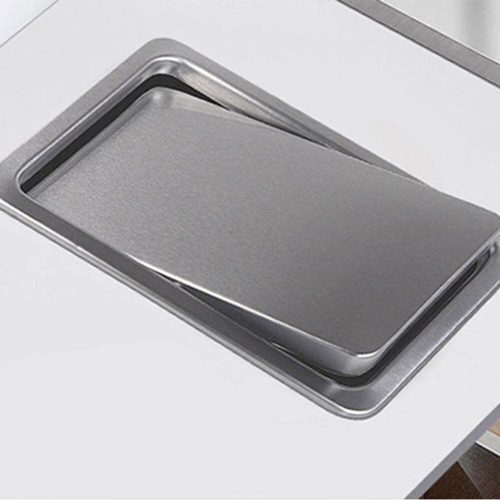 Rectangular Stainless Steel Recessed Garbage Can Cover Kitchen Countertop Recessed Clamshell Invisible Rubbish Bins Covers