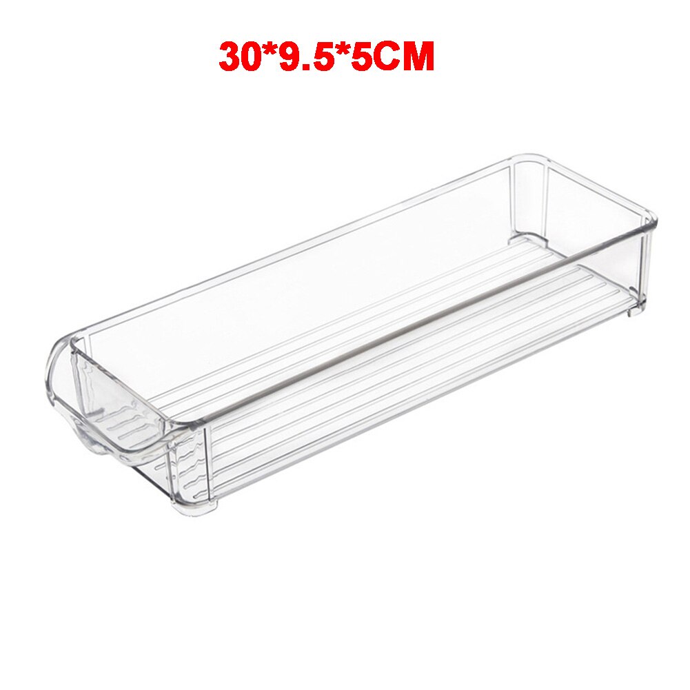 Refrigerator PET Food Storage Box Container With Lid And Divider Large Capacity Fridge Organizer: 30x9.5x5cm