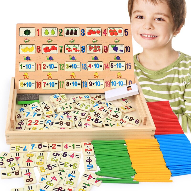 Wooden Children Early Childhood Mathematics Computing Beginner Teaching Aids 120 Questions Preschool Addition and Subtraction Co: Default Title