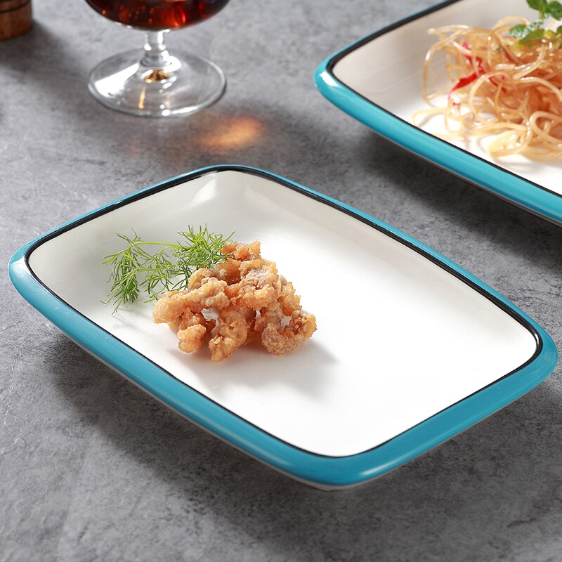 Twórczy ceramiczny nieregularny płytki talerz makaron talerz zupy ciemny suma talerzyk deserowy moda chińskie jedzenie restauracja zastawa stołowa