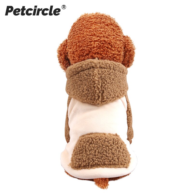 PETCIRCLE-ropa de estilo coreano para perro, suéter con gorro de café, adecuado para perros pequeños y gatos, traje bonito para mascotas, abrigo de tela para perros, Otoño e Invierno