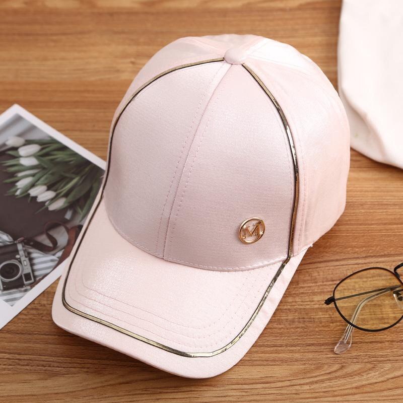 Nowe damskie robić koszykówki czapki damskie jednokolorowe na wolnym powietrzu regulowane białe różbyć winnym czarne haftowane damskie czapki letnie litery M/D Sunhat: Różowy