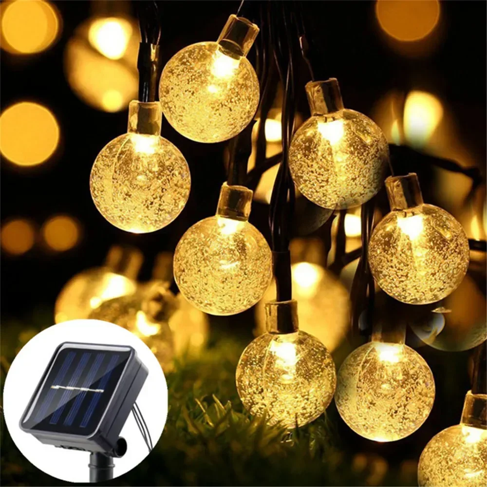 Weihnachts-Solar--Lichterkette für Höhle Außenbereich, Kristallkugel-Lichter mit 8 Modi, Terrassenlicht für Garten, Ramadan, Hochzeit, Party-Dekoration: Rose / 11-15W