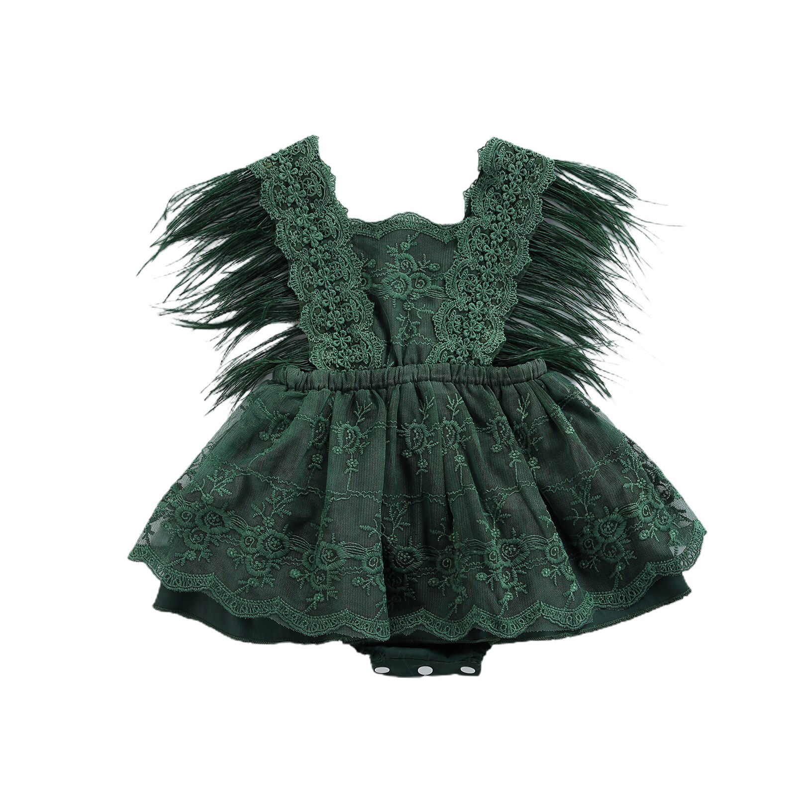 Abito da pagliaccetto senza maniche per bambina abito da Tutu in nappa tinta unita in pizzo floreale estivo abito da principessa in piuma