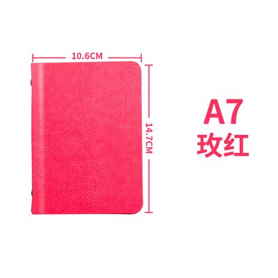 A7 Kleine Notebook Met Hard Retro Cover Leather Mini Pocket Boek Losse Notepad Briefpapier Notebooks Office Accessoires: Rose red