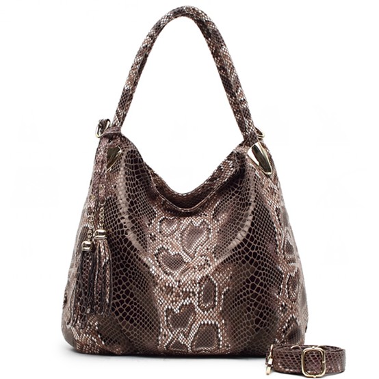 BIG *Individual Snake Large Capacity Lady Bags Tassel Embossed PU Leather Cross Body Handbags Women GPY01: Khaki