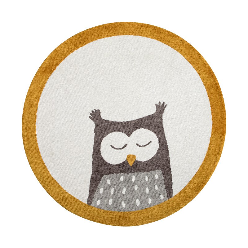 Hibou insipide rond tapis pour enfants dessin animé Animal motif chambre chambre chevet jeu ramper tapis: 100 cm