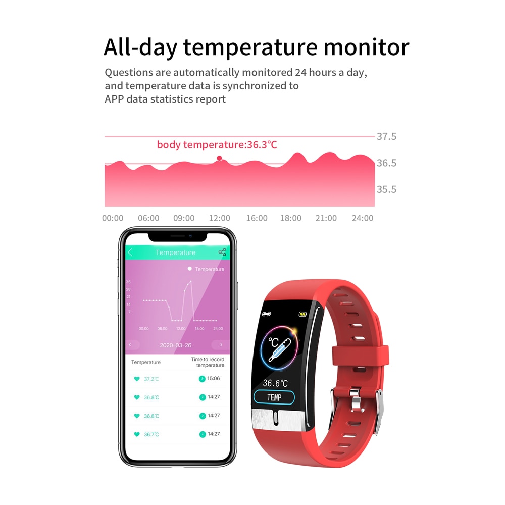 Smartwatch heren  e66 lichaamstemperatuur ecg ppg waterdichte sportarmband bloedzuurstof hartslag smartwatch voor ios android